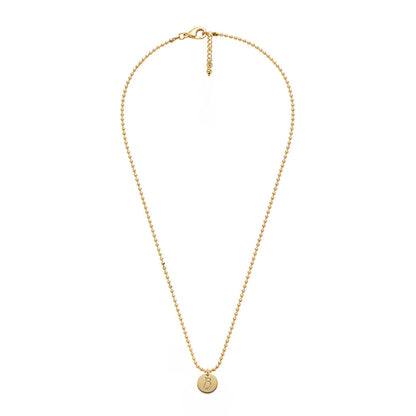 Collier La Corniche doré à l'or fin 18 carats, chaîne boule diamantée et médaillon au monogramme LB gravé recto-verso — Ligne Bleue, Marseille