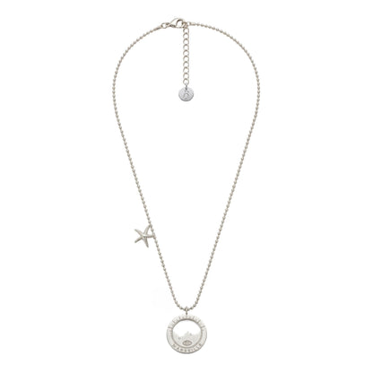 collier Malmousque chaîne boule diamantée argentée — médaille Marseille ajourée, bijou plaqué argent Ligne Bleue, fabriqué à Marseille