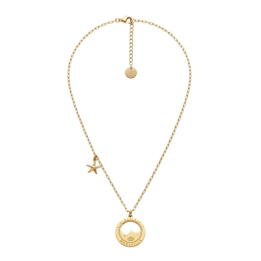 collier Malmousque maille forçat pampille étoile de mer — médaille Marseille ajourée, bijou doré à l'or fin Ligne Bleue, fabriqué à Marseille