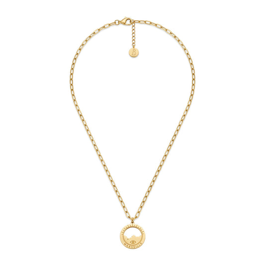 Collier Sormiou maille épaisse — médaille Marseille ajourée, bijou doré à l'or fin Ligne Bleue, fabriqué à Marseille